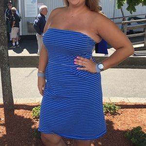 Old Navy | XL | Women’s Blue White Stripe Strapless Mini Dress
